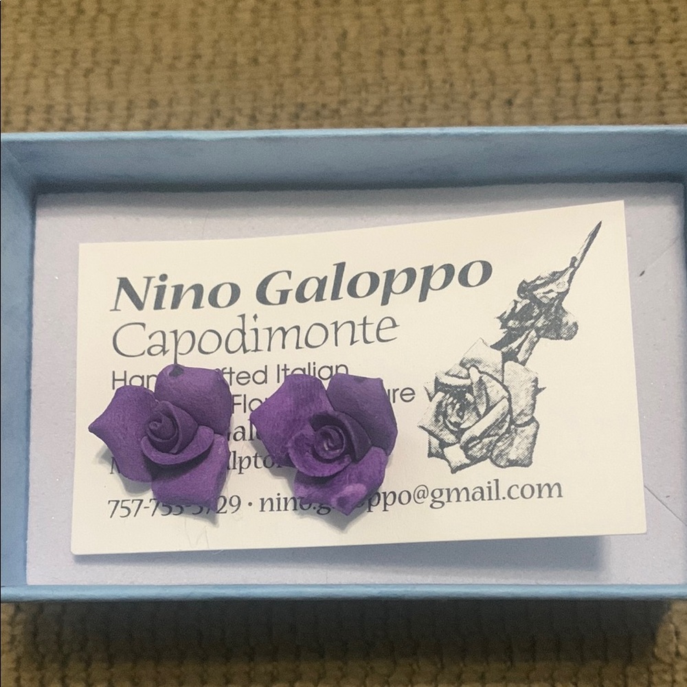 Nino Galoppo Purple Rose Earrings
